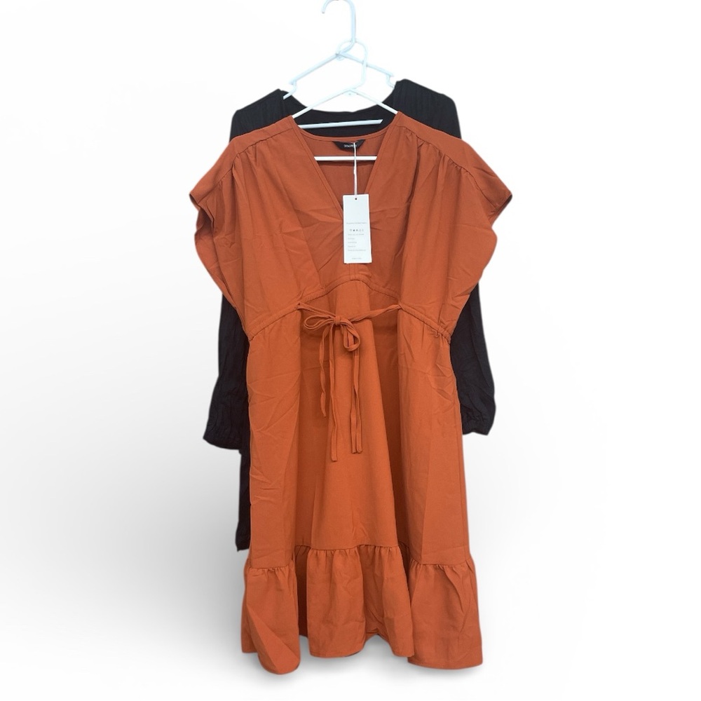 Bundle Dresses - (2) New Dresses (Orange & Black) Size Medium